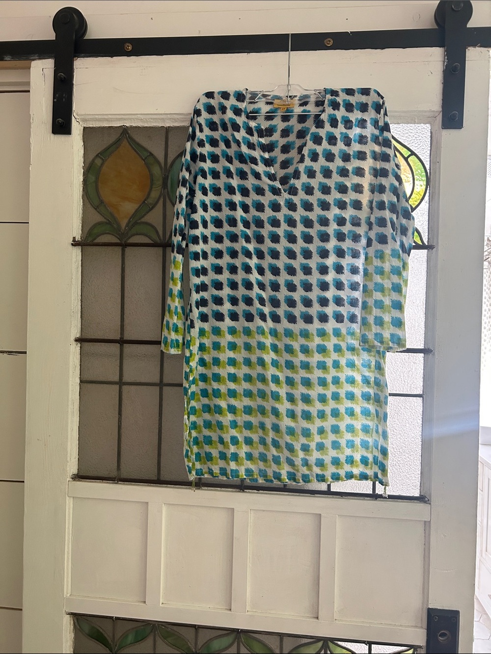 Roberta Roller Rabbit Vibrant Aqua & Lime Dot Print Tunic